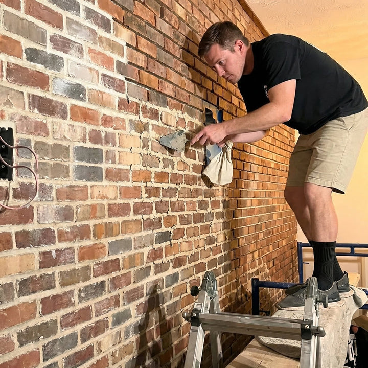 Customer photo: at work on a ladder, black socks