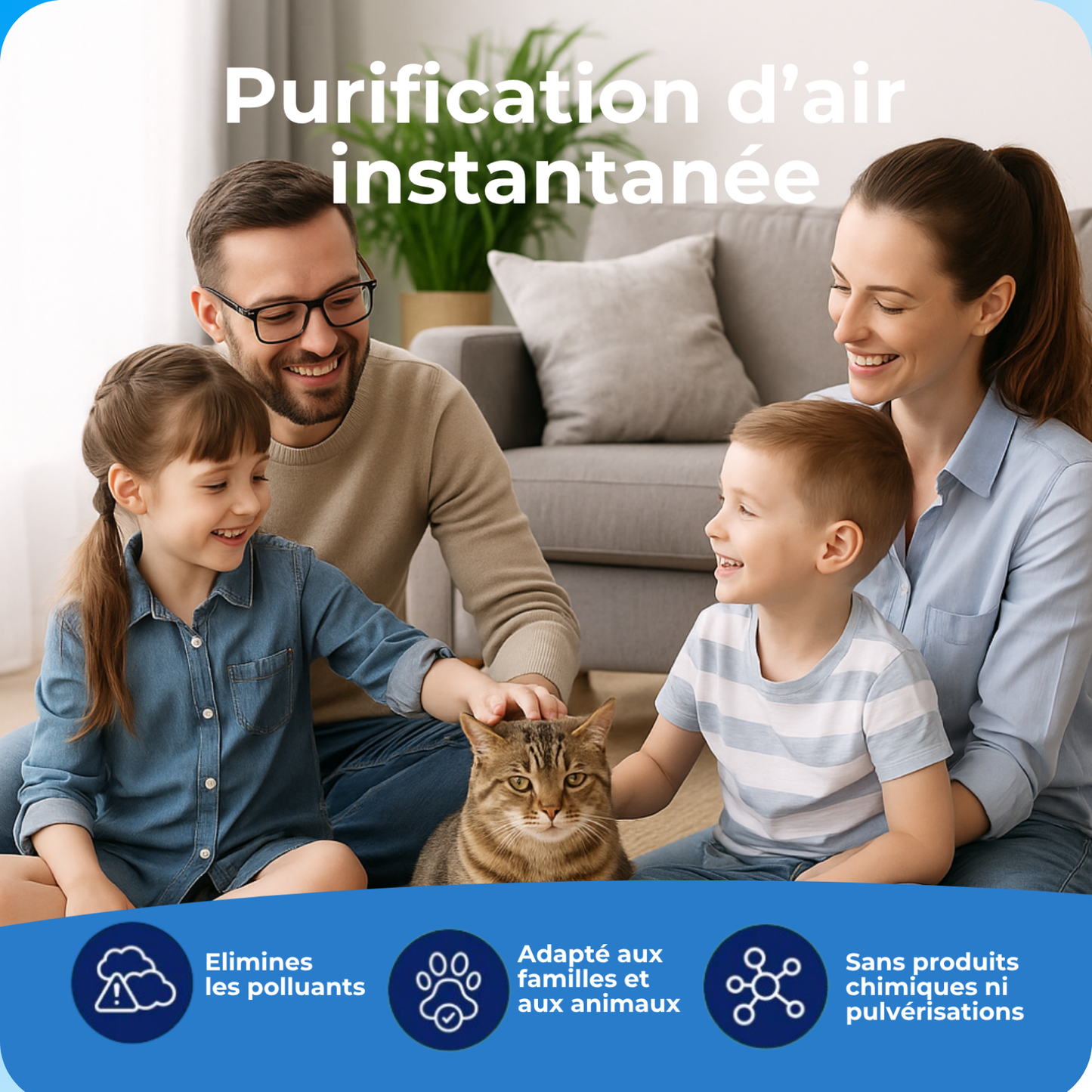 Purificateur d'air pour chat, odeurs et litière